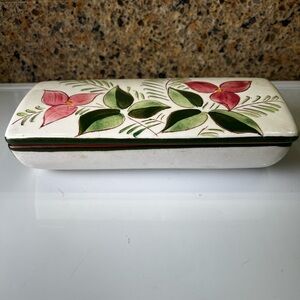 STANGL Floral Ceramic Box - Pink and Green